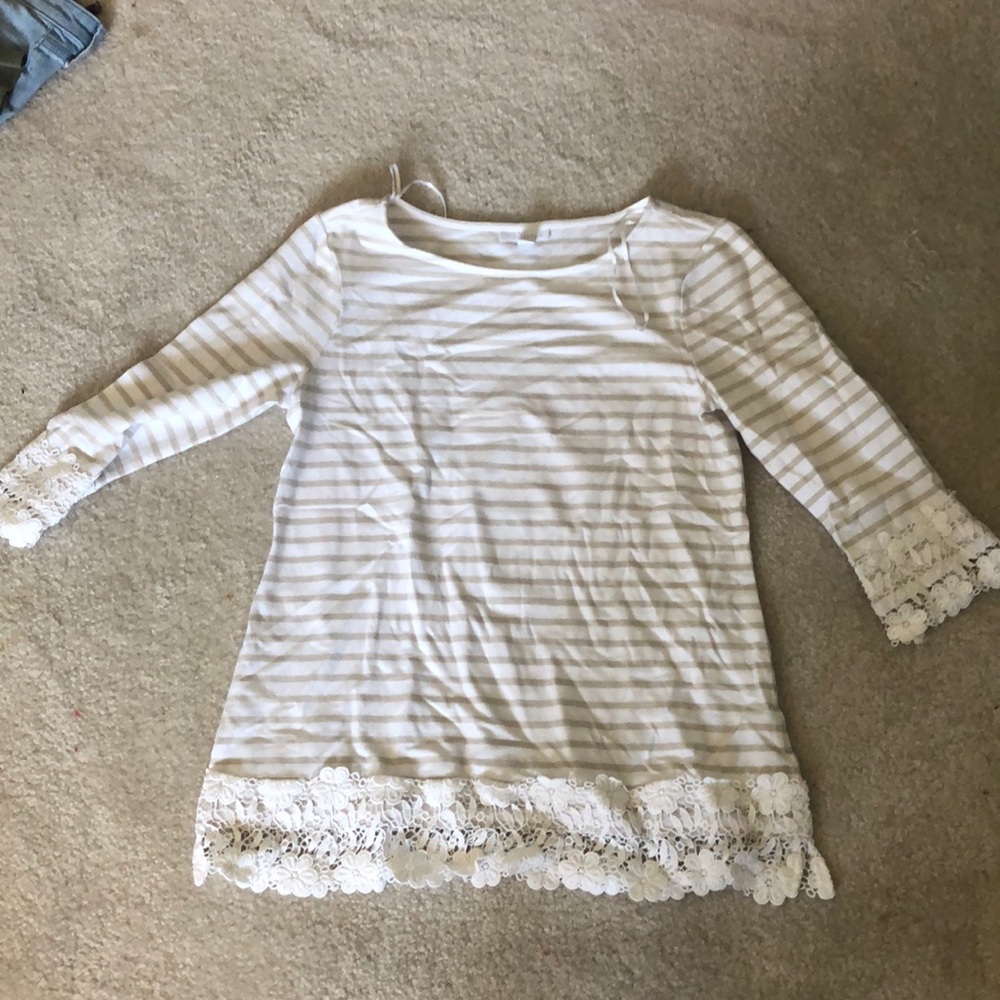 3/4 length striped top